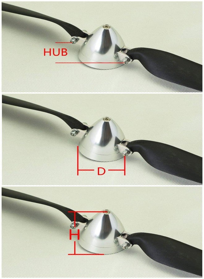 Viloga RC Plane Folding Propeller 10×6 inch w/Spinner Size D33×H30mm, and Motor Shaft Diameter φ3.17 with CNC Aluminum Alloy Spinner (10×6, Shaft Φ3.17) - Image 2